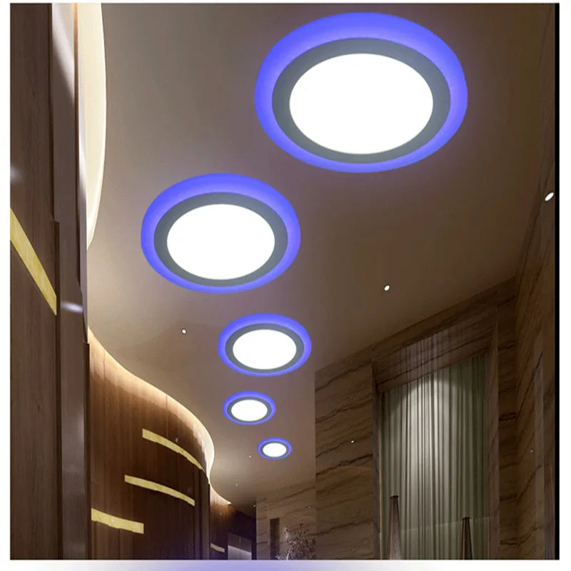 6W 9W 16W 24W led Ceiling Recessed panel Light Painel lamp home decoration round square Led Panel Downlight Blue+White