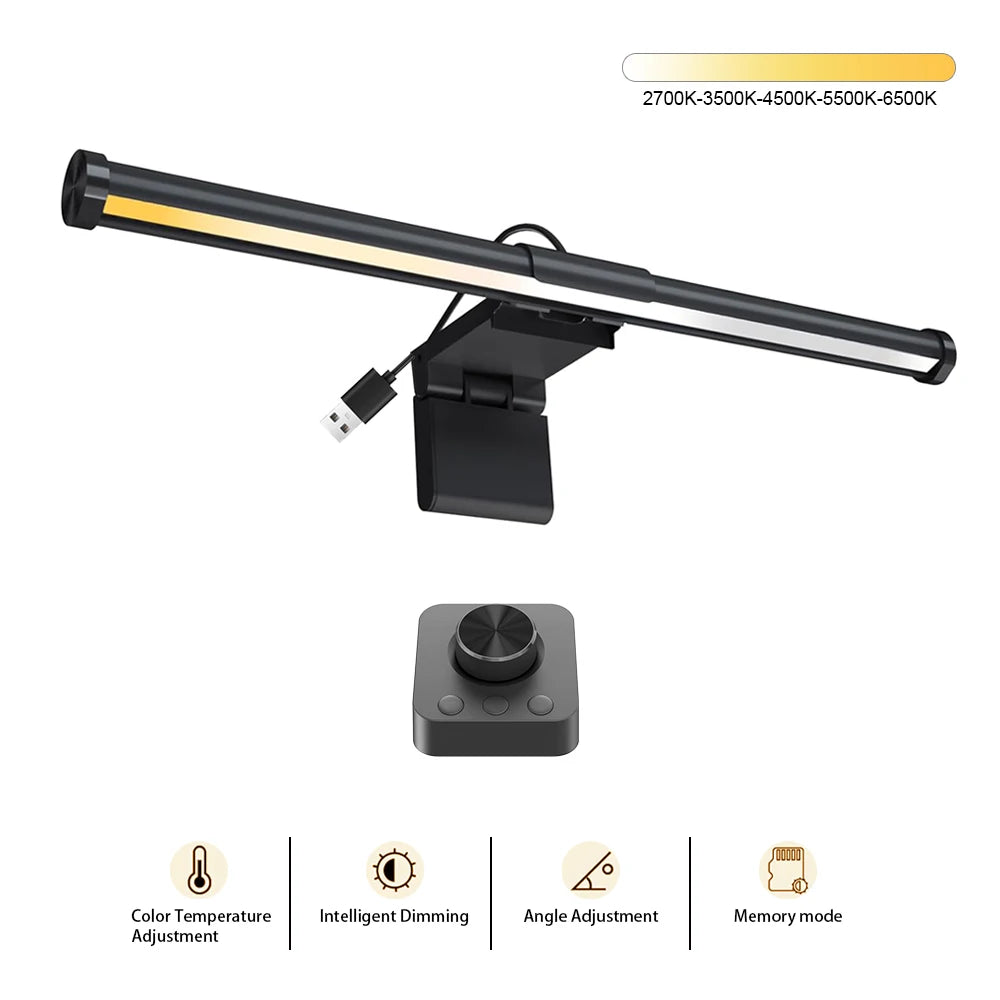 LED Monitor Screen Light Computer Monitor Light Bar with Remote Control Eye-Care Table Lamp Dimmable Screen Ambient Light Bar