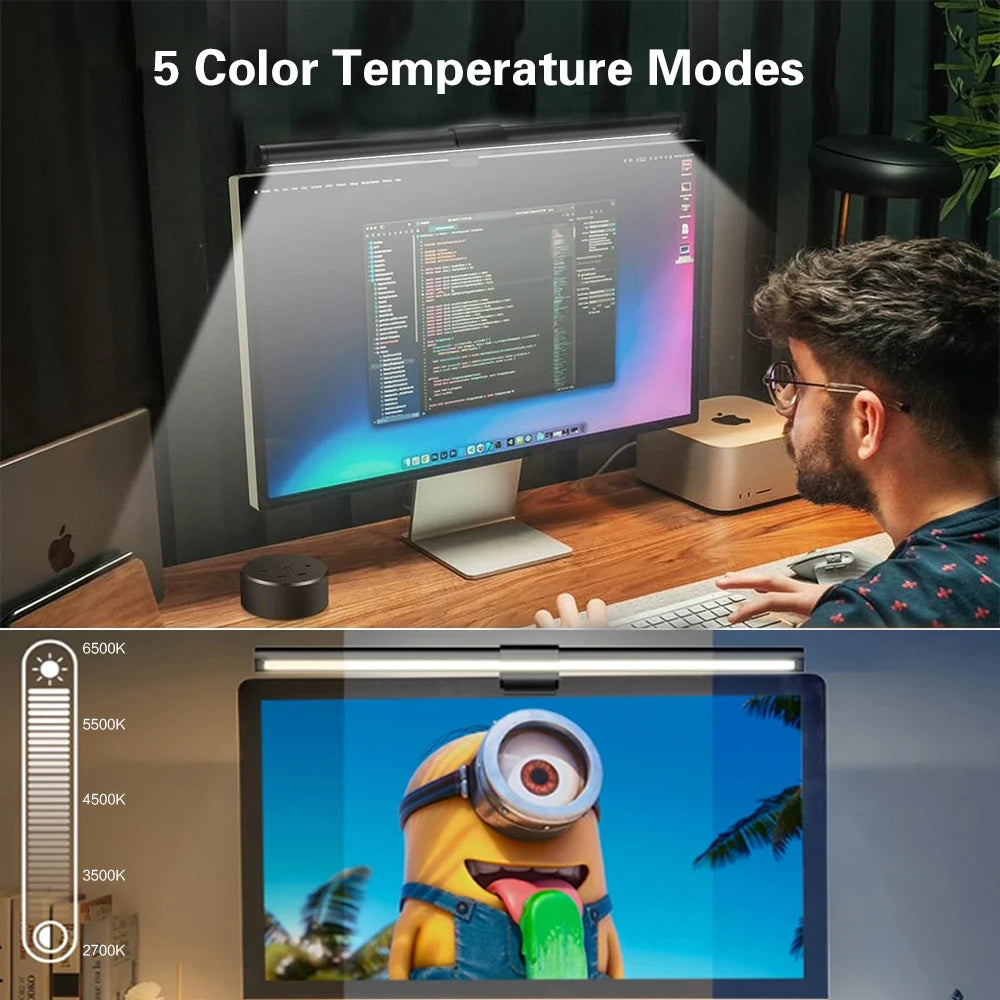 LED Monitor Screen Light Computer Monitor Light Bar with Remote Control Eye-Care Table Lamp Dimmable Screen Ambient Light Bar