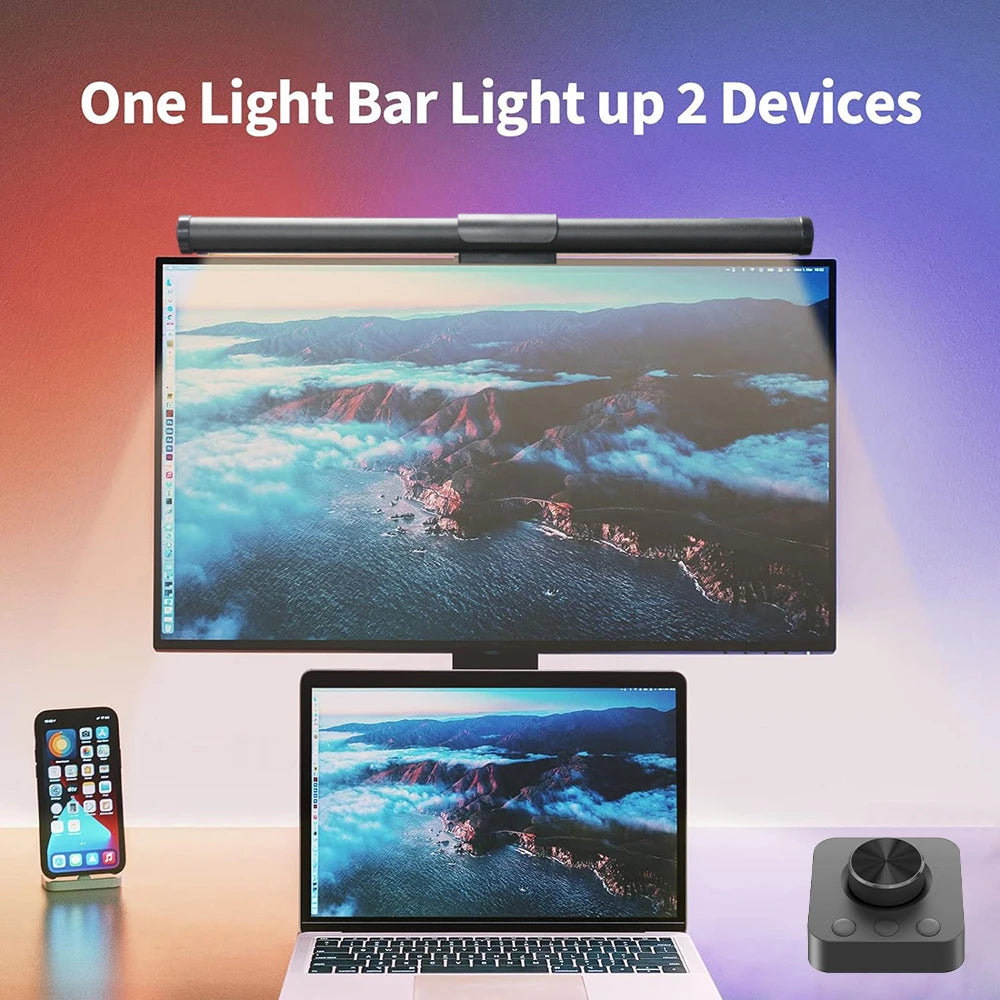 LED Monitor Screen Light Computer Monitor Light Bar with Remote Control Eye-Care Table Lamp Dimmable Screen Ambient Light Bar
